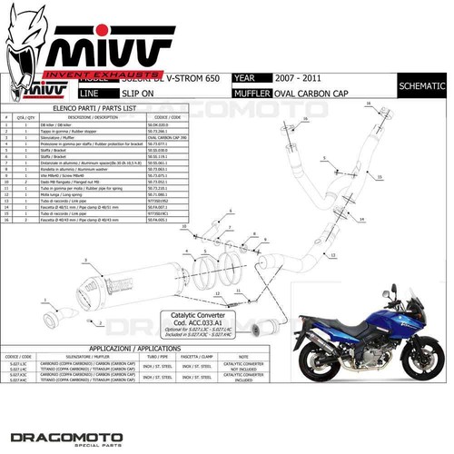 Full exhaust SUZUKI DL V-STROM 650 2009 2010 MIVV Oval Carbon CC - Picture 2 of 2