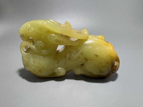 3.6 inch Chinese Antique jade dragon beast statues - Picture 5 of 11