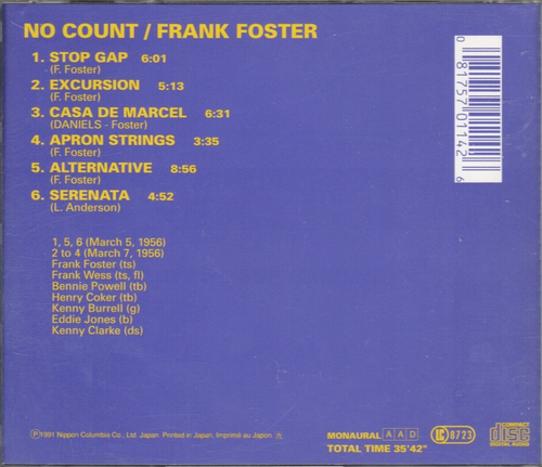 Frank Foster NO COUNT | sehr gut (C6551) - Bild 2 von 3