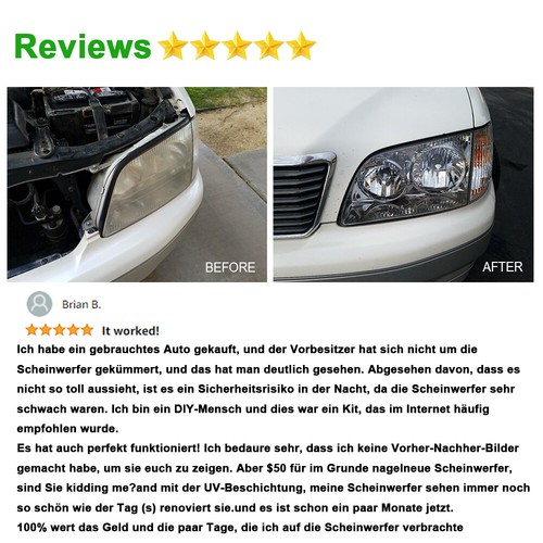 Profi Scheinwerfer Aufbereitungsset / Bedampfen / Reparatur /Bedampfer Kit 200ml - Zdjęcie 8 z 14