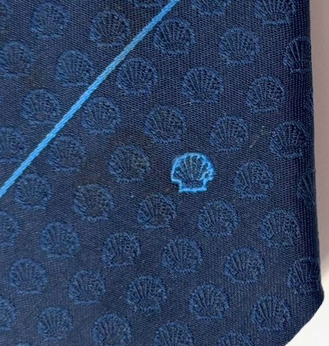 Vintage Shell Oil Advertising Neck Tie Navy Blue MICRO Branded NWOT - Picture 4 of 7