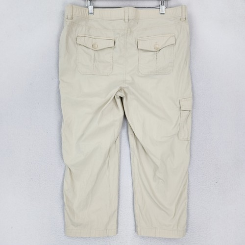 Chicos Pants Womens 3 Cream 16 Cargo Cropped Roll Hem High Rise Utility Casual - Picture 8 of 11