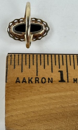 Anillo De Colección Oro 10k PSCO Ónix Negro Talla 5,5 festoneado delicado renacimiento victoriano - Imagen 14 de 14