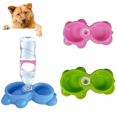 Wr Double Water Food Bowl Pet Dog Puppy Dish Drinking Feeder