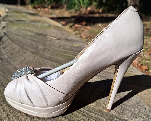 Tony Bianco Ladies 9 Bridal Shoes rhinestone Pearl platform heel Sparkly Glitter - Picture 12 of 24