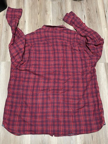 Tommy Bahama Hemd Herren 3XLT rot lila kariert Flanell Langarm Knopfleiste - Bild 9 von 10