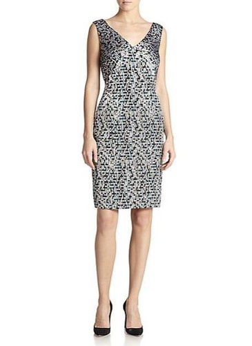Robe fourreau Boss Hugo Boss Seagreen Distripy Jacquard Ponte S/L 695 $ neuve avec étiquette 2 - Photo 5/10