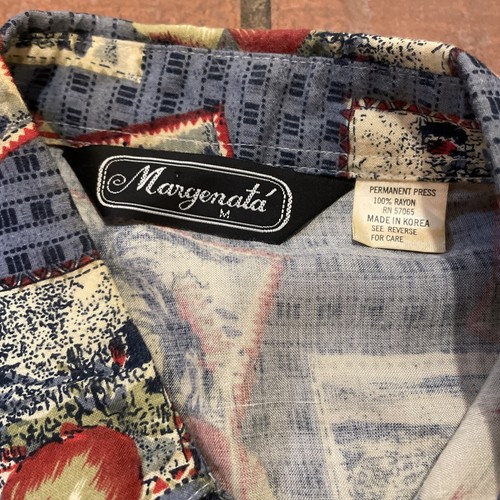 Camicia uomo Margenata taglia M hawaiana con bottoni floreale manica corta tasca rayon - Foto 5 di 7