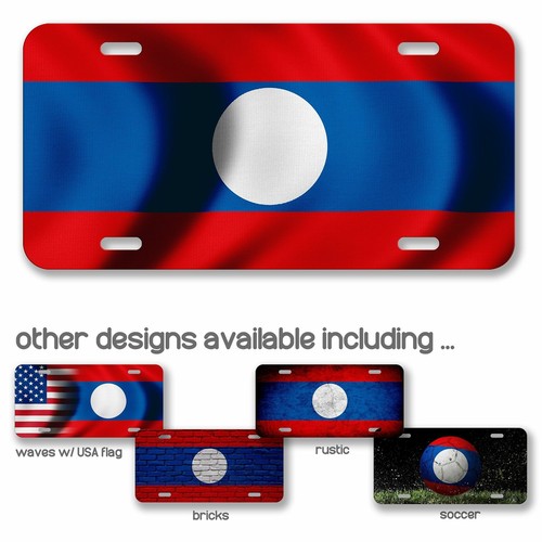 High Grade Aluminum License Plate - Flag of Laos (Lao) - Many Options - Picture 1 of 10