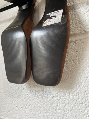 Vintage Square Toed Mules Ann Marino Sz 7 Ostrich Satin Finish - Picture 13 of 14