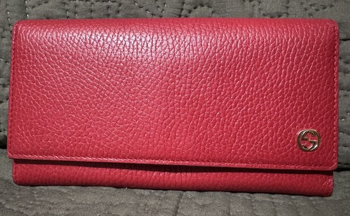 Gucci Pebbled Calfskin Interlocking G Continental Wallet Red - Pre-Owned