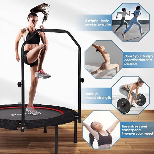 40" Foldable Fitness Rebounder Indoor/Outdoor Trampoline, Max Load 150KG - Picture 39 of 48