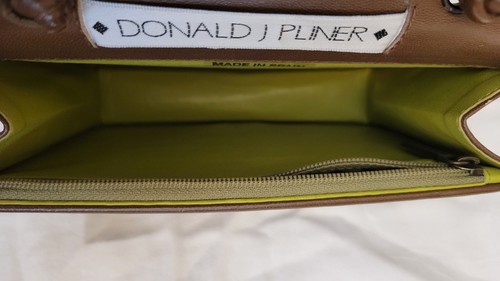 Donald J. Pliner Brown Leather With Reptile Accent Shoulder/Crossbody Handbag - Picture 9 of 13