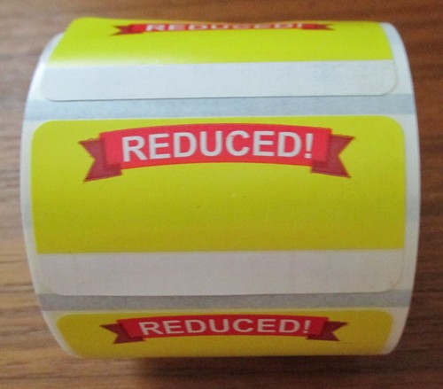 Reduced Pricing Label Sticker Roll of 596 2" x 1" Yellow Core 0.75" - Picture 4 of 4