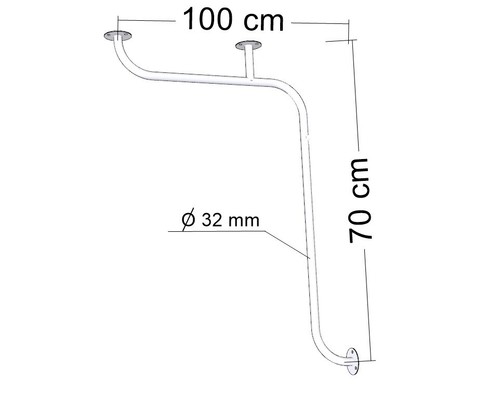 Asa de sujeción Manija de ángulo de baño con guía de barra horizontal blanca DN32 - Imagen 10 de 11