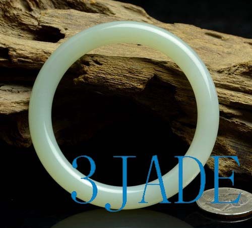 55mm Natural White Hetian Nephrite Jade Bangle Bracelet w/ certificate - Picture 7 of 9