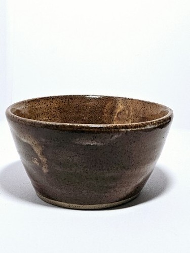 Signed Studio Pottery Bowl Neutral Brown Speckled Glaze Artist JB - Picture 2 of 10