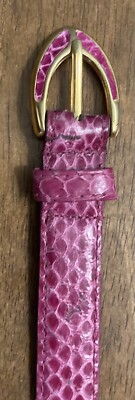 Genuine Snake Skin Pink Adjustable Belt With Decorative Gold Color Toggle Buckle Snakeskin Medium Gold Belts for Women for sale | eBay main image 3