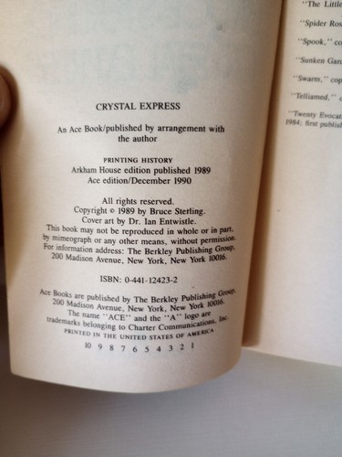 BRUCE STERLING : Crystal Express -1990 1st ACE EDITION -VG - Picture 4 of 10