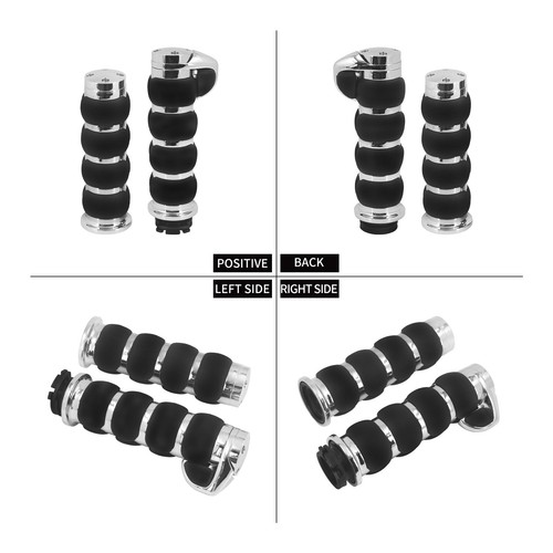 1" Black Chrome 25mm Handlebar Hand Grips For Harley XL1200 Touring Softail Dyna - Picture 50 of 66