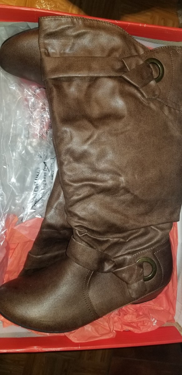 YUU Boots Knee High Womens Brown Size 9M(B) Side Zip Buckle Block