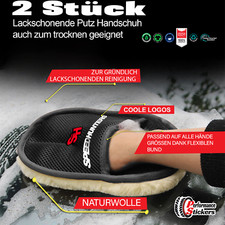SPEEDHUNTERS Waschhandschuh Autoreinigung Autowaschhandschuh Naturwolle -2Stück-