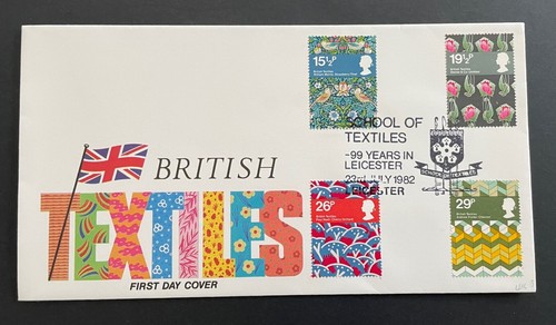 1982 British Textiles PPS FDC. Unaddressed with Leicester School of Textiles SHS