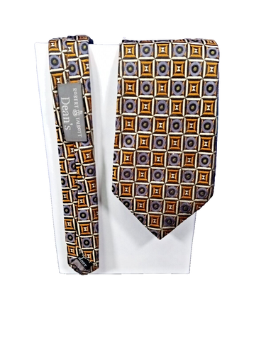 Robert Talbott Best of Class Silk Orange Blue Geometric Neck Tie Necktie - Picture 1 of 7