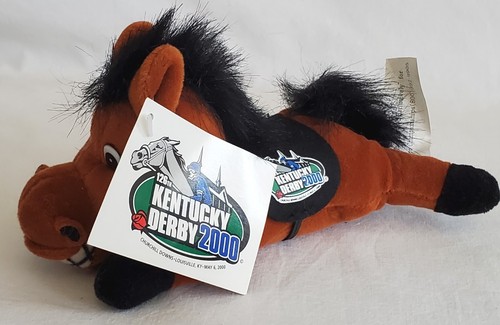 Borsa vintage Kentucky Derby 2000 SAMMY SPIRES souvenir cavallo peluche fagioli 8" con etichette - Foto 4 di 13