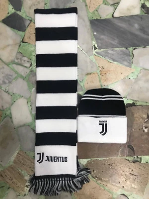 FC JUVENTUS 1 SCIARPA E CAPPELLO JUVENTUS UFFICIALE LANA JUVE NUOVO LOGO 2018 ACRILICO 100%