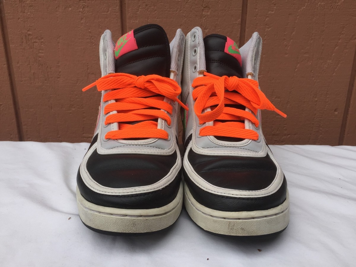 Men Nike Vandal High White Green Black Leather Basketball