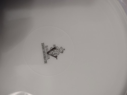 3 P. T. Tirschenreuth Bavaria China Plate Germany Iris Fuscia Trim Gold "V" - Picture 4 of 4