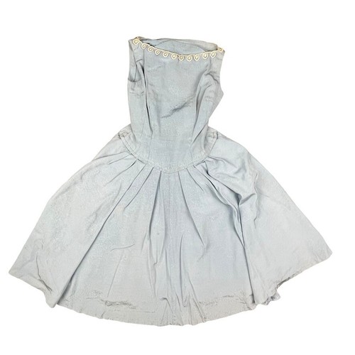 Vintage 1960s 70s fit and flare sleeveless dress size 9 blue x white - Picture 1 of 6