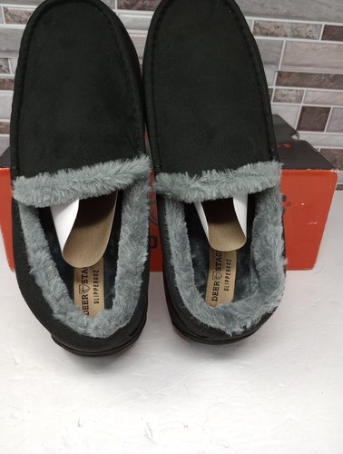 DEER STAGS Slipperooz Mens 12W Spun S.U.P.R.O. Cozy Moccasin Slipper Black - Picture 8 of 9