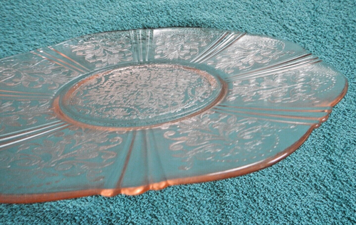 MacBeth Evans PINK AMERICAN SWEETHEART - VTG DEPRESSION GLASS 11 1/2" PLATTER - Picture 6 of 11
