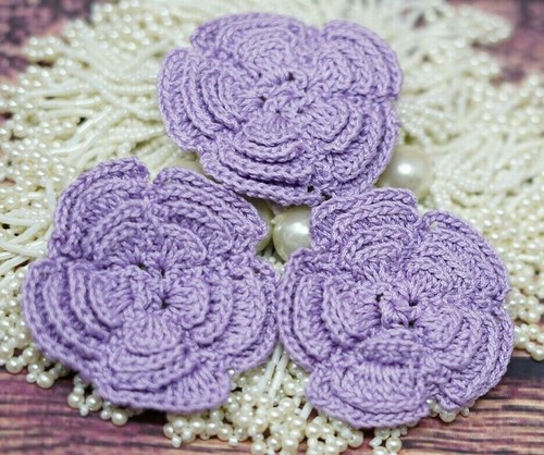 3 Cm 6 Cm Size Colour full Beautifully Cotton Thread Hand Made Crochet Flower - Picture 26 of 46