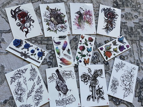 Set of 12 Sheets - Waterproof Temporary Tattoo Stickers Flowers Arm & Body Art - Picture 4 of 9