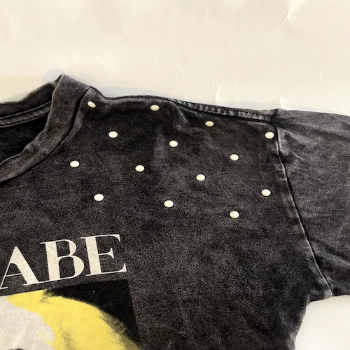 Винтажная женская футболка с графикой Marilyn Monroe XS черная жемчужная с заклепками ретро - Изображение 3 из 4