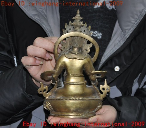 8"Tibetan Buddhism Bronze Tantra wealth God Yellow Jambhala Mammon Buddha statue - Picture 7 of 8