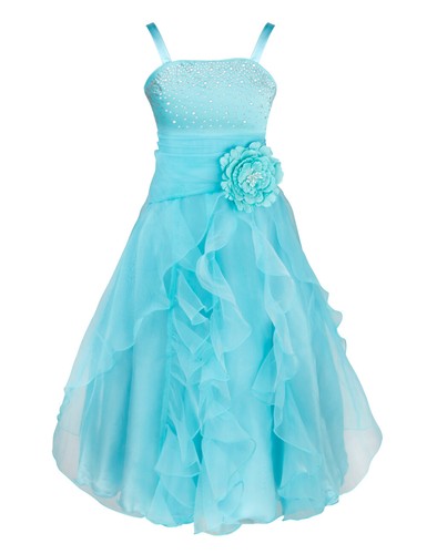 US Kids Girls Organza Flower Dress Birthday Wedding Party Bridesmaid Formal Gown - Picture 8 of 95
