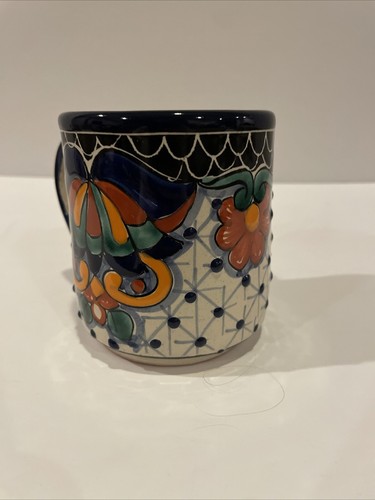 Taza de café de cerámica mexicana Talavera taza de té flores pintadas a mano - Imagen 4 de 12