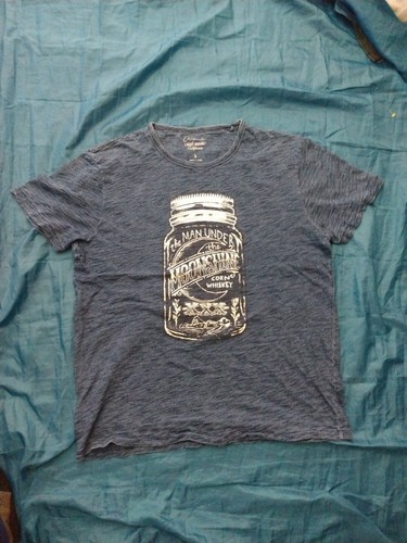 Lucky Brand The Man Under the Moonshine Mais Whiskey Herren blau groß T-Shirt