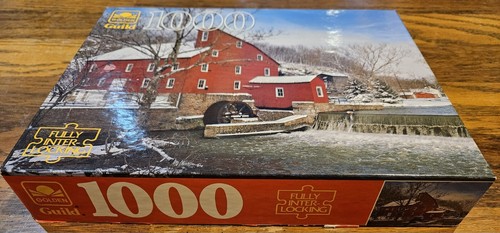 Golden Guild Jigsaw Puzzle Clinton Mill, NJ 1000 Pieces 1993 Red Barn 4710C-59 - Picture 2 of 4