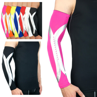 Sports Arm Guard Protective Gear Silver Reflective Design Basketball Sports