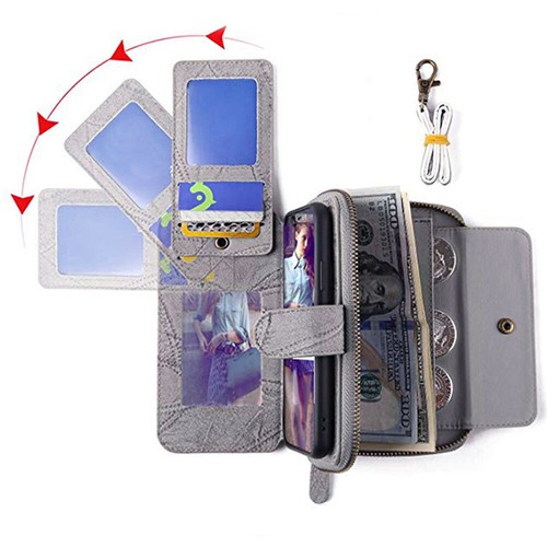 Fr iPhone 16E 15 14 13 12 11 Zipper Pocket Wallet Magnetic Detachable Phone Case - Picture 27 of 37