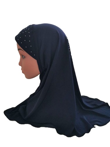 Girls Kids Muslim Hijab Hats Islamic Arab Scarf Caps Shawls Amira Headwear 2-6Y - Picture 38 of 102