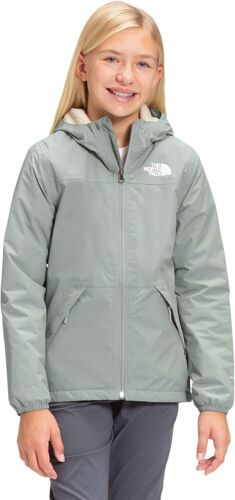 New The North Face Girls Warm Storm Rain Jacket NF0A5A28 Wrought Iron Green XL18 - Picture 1 of 9