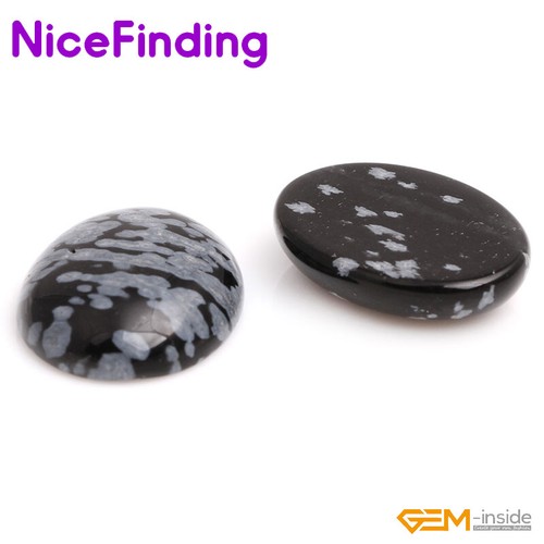 Natural Black Snowflake Obsidian Gemstone CAB Cabochon Beads Jewelry Making 5PCS - Picture 9 of 30