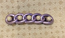 Vintage Plastic Metallic Purple Chain Faux Pearl Barrette