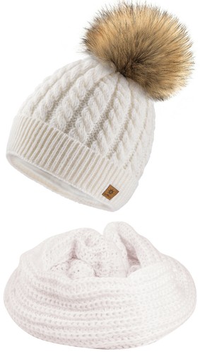 Womens Beanie, Scarf Faux Pom Pom Warm Winter Natural Wool Mohair & Micropolar - Picture 177 of 181